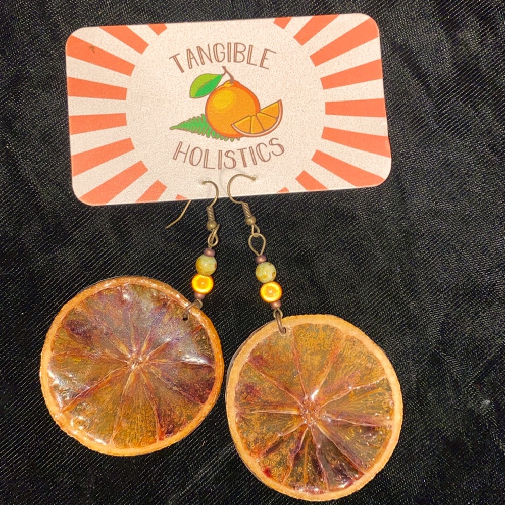 REAL TANGERINE SLICE EARRINGS!